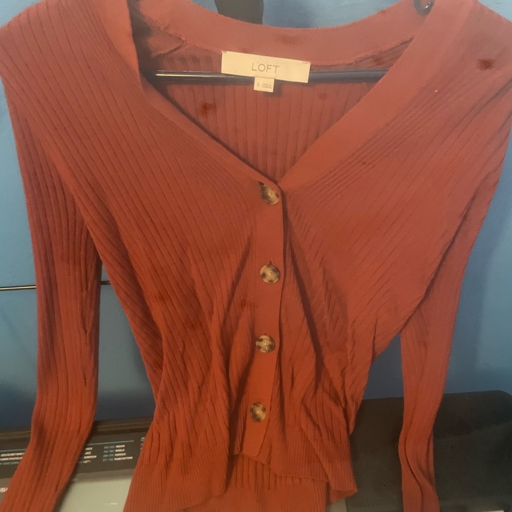 LOFT Orange button up shirt